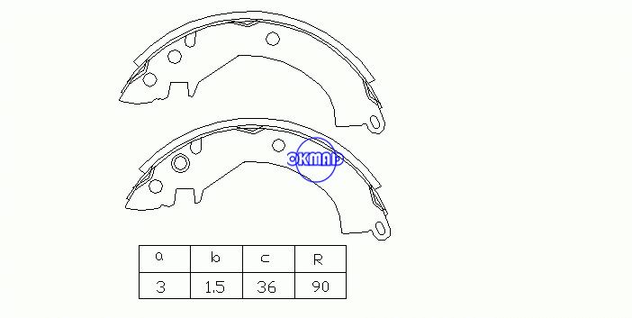 MITSUBISHI COLT I LANCER F Sapatas de freio de tambor FMSI: 1346-S499 OEM: MB238363 FDB162 MK6633 GS8178, OK-BS159